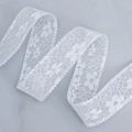 White floral lace ribbon with clover embroidery for DIY hair accessories and dresses - 3CM Wide / White