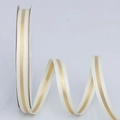 Elegant beige ribbed ribbon with a metallic gold stripe for gift wrapping and DIY crafts - 1cm*100 Yards / 028# Champagne