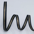 Solid black grosgrain ribbon with elegant gold metallic stripe for DIY gift wrapping - 1cm*100 Yards / 030# Black