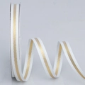 White grosgrain ribbon with metallic gold stripe for DIY crafts and gift wrapping - 1cm*100 Yards / 000# White