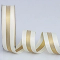 Ivory grosgrain ribbon with metallic gold thread center for gift wrapping and DIY crafts - 2.5cm*100 Yards / 028# Champagne