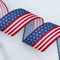 Deko-Sackleinenband zum Unabhängigkeitstag mit Sternen- und Streifenmuster für Feiertage - US-Unabhängigkeitstag / 6,5 cm Breit * 5 Yards Lang