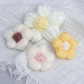 Handmade crochet puff flowers in milk cotton yarn for DIY crafts and accessories - Customizable
