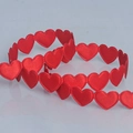 Vibrant red heart-shaped satin ribbon with embroidery for gift wrapping and wedding decor - Red Heart (1.5cm)