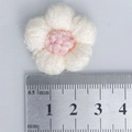Handmade crochet puff flower in cream with pink center for DIY crafts and accessories - Beige + Pink Heart