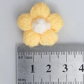 Handmade 3cm yellow and white milk cotton crochet puff flower for DIY crafts and decor - Orange + White Heart