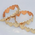 Golden heart-shaped ribbon for gift wrapping with orange backing and sewn edges - Gold Heart (1.5cm)