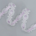 Elegant lavender satin ribbon with white floral embroidery lace trim for DIY garment crafts - Purple 430#
