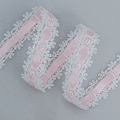 Pink satin ribbon with white lace edges for DIY Lolita dress accessories and crafts - Pink