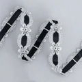 White hollow lace trim with black satin ribbon for Lolita clothing and DIY crafts - Black 030#