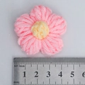 Pink and yellow crochet puff flower handmade with milk cotton yarn, 40mm floral accessory - Pink + Yellow Heart