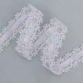 Lavender satin ribbon with white floral lace trim for DIY Lolita hair accessories - Purple