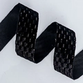 Einseitiges schwarzes Beflockungsband mit silbernem Metallic-Karomuster-Dekor - Schwarz (2.5cm*10 Yard)