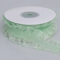 3cm light mint green ruffled elastic lace trim wound on a white circular cardboard spool - Green [3cm Wide]