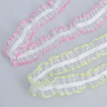 Dentelle élastique froncée de 1,5cm en blanc avec bords rose et jaune pour DIY - Autres Couleurs