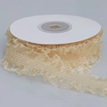 Champagne 3cm elastic ruffle lace trim with vertical texture on a white spool - Yellow [3cm Wide]