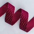 Dark red velvet checkerboard ribbon with silver metallic thread for DIY bows - Wine Red (2.5cm*10 Yards)