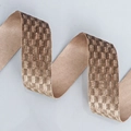 Brown velvet checkered ribbon with silver stitching for DIY hair bows and gift wrapping - Dark Brown (2.5cm*10 Yards)