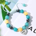 Bracciale regolabile con perline blu, gialle e ciondolo a cuore HAPPY - Happy-11 Anni