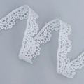 White scalloped lace trim with hollow floral embroidery for DIY sewing projects - TFC-592 [1.5cm Wide]