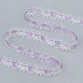 Fliederfarbenes Satinband mit weißer Spitzenstickerei, 1,5 cm breite Polyesterschnur - Lila (430#)