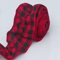 Decorative Christmas buffalo plaid ribbon with red and black burlap textured pattern - Red and Black Grid / 6.5cm Wide * 2.75