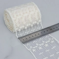 Beigefarbenes Netz-Stickereiband mit Blumenmuster und Wellenkanten für DIY-Handwerk - Windmühlenmuster (8,5 cm breit)
