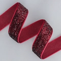Sparkling red glitter velvet ribbon for gift packaging and DIY crafts, s-shaped layout - Wine Red (1.6cm*20 Yards)