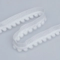 Polyester white pom pom fringe trim lace for DIY sewing and decorative garment crafts - 1.3cm / White