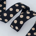 Ruban sergé noir à pois beige pour nœuds de cheveux et emballage de cadeaux - 2.5cm de large / Noir