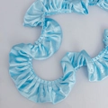 5cm hellblaues gefaltetes Satinband mit Rüschenkante für DIY Nähen und Heimdekor - 5 cm breit / Blau