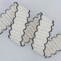 Elegant ivory tweed ribbon with black wavy edges and metallic silver thread for DIY crafts - 2.5cm*10 Yards / Beige
