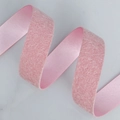 Pink velvet feather ribbon with satin finish for DIY hair bow crafts and decoration - 2.5cmx50 Yards / Pink
