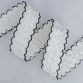 Wit gebreid lint met zwarte geschulpte rand voor DIY haarstrikken en cadeauverpakkingen - 2.5cm / 1# Parelmoer Wit