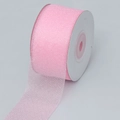 Pink sheer mesh ribbon roll for DIY craft gift wrapping and hair bow making accessories - 4cm*10 Yards / Pink
