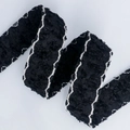 Zwart tweed gebreid lint met witte zigzagstiksels voor doe-het-zelf haaraccessoires - 2.5cm / 8# Zwart