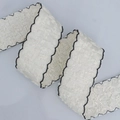 Beige wavy scalloped edge woven ribbon with black contrast stitching for DIY bows - 3.8CM / 1# Pearl White Shell