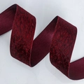 Velvet burgundy and black ribbon with soft feather texture for DIY hair accessories - 4cmx10 Yards / Burgundy