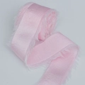 Nastro di raso rosa con bordi sfrangiati per biglietti nuziali e bouquet - 2.5cm*5Yards / Rosa