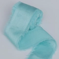 Nastro in seta azzurro fatto a mano con bordi sfrangiati per bouquet e confezioni regalo - 2.5cm*5Yards / Blu Ottanio