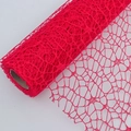 Makroaufnahme von rotem Blumen-Jacquard-Netz mit filigraner Spinnennetzstruktur - 48cm*5 Yards / Rot