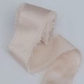Nastro di seta chiffon champagne con bordi sfilacciati a mano per bouquet da sposa - 2.5cm*5Yards / Bianco Sporco