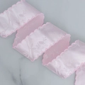 Pink ink-wash style silk ribbon with floral jacquard and scalloped edges for DIY crafts - Scalloped Edge / 4cm*10 Yards / Pink Floral