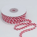 Gros plan sur la ficelle de coton bicolore rouge et blanche sur bobine de carton - Rouge Blanc