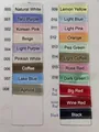 Vertical striped sheer ribbon color chart with numbered samples for bow making - Color Swatch Selection