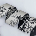 Ink style bamboo leaf jacquard ribbon in black and white reversible woven design - Straight Edge / 4cm*10 Yards / Ink Bamboo