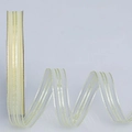 Cinta de organza con rayas verticales amarillo pálido y blanco para regalos y lazos - Amarillo Limón / Versión Estrecha Rollo Largo