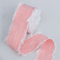 Nastro in cotone e lino corallo sfrangiato per artigianato fai da te e decori - Stile Stretto / Rosa