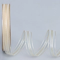 Elegant beige vertical striped organza ribbon with golden thread for gift wrapping - Beige / Narrow Version Short Roll