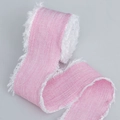 Nastro in tweed rosa e bianco con bordi sfilacciati per cucito DIY e artigianato - Stile Largo / Rosa